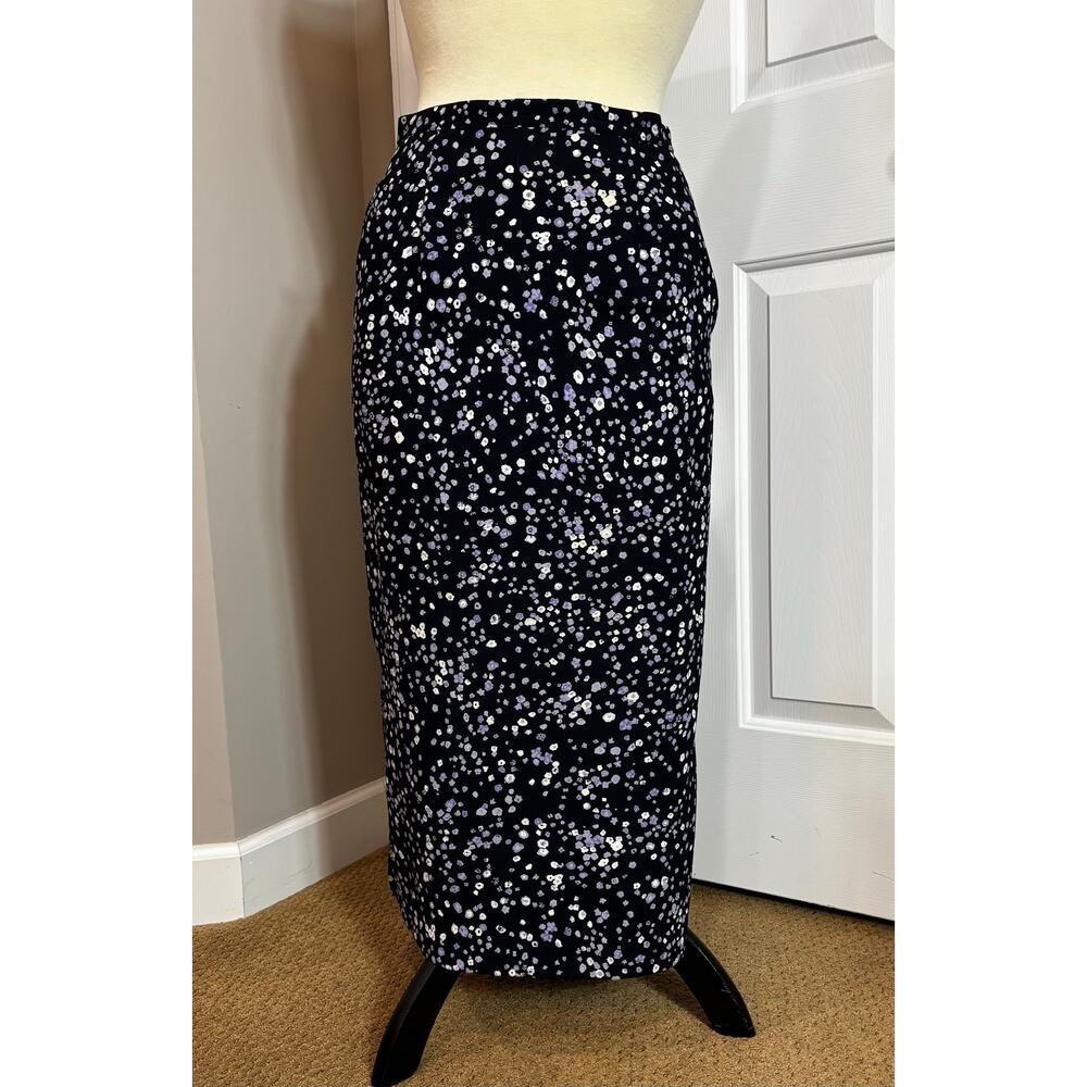Vintage VTG Pendleton Navy & Purple Floral Skirt Old Money Retro